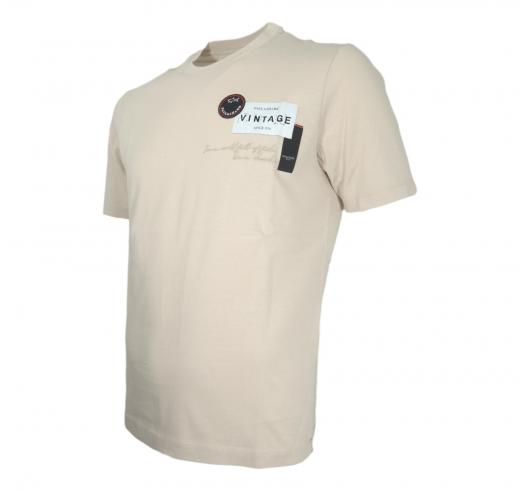 PAUL SHARK T-Shirt Uomo In Cotone Con Patch E Ricami 25411087 Colore Beige