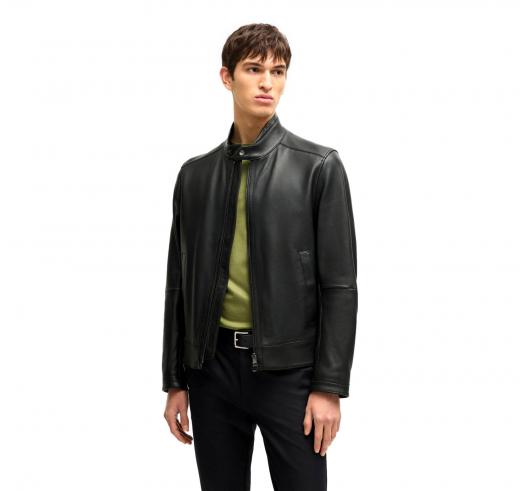 BOSS Giubbotto Uomo Regular Fit in Nappa Martellata Modello H-Mansell3 50532475 Colore Nero