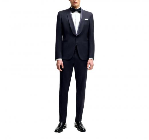 BOSS Smoking in Misto Lana con Rifiniture in Misto Seta Modello H-Huge-2Pcs-S-Tux252 50540766 Colore Blu scuro
