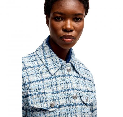BOSS Giubbotto Donna Corto In Tweed Con Bottoni Metallici C Jafresi 50537051 Colore Blu