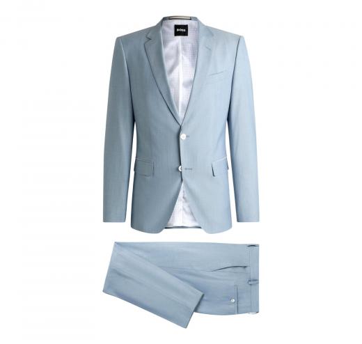 BOSS Abito Uomo Slim Fit In Misto Lana H Huge 50540759 Colore Celeste