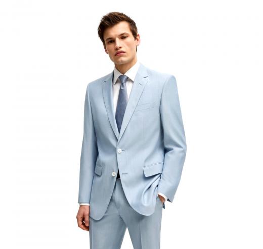 BOSS Abito Uomo Slim Fit In Misto Lana H Huge 50540759 Colore Celeste