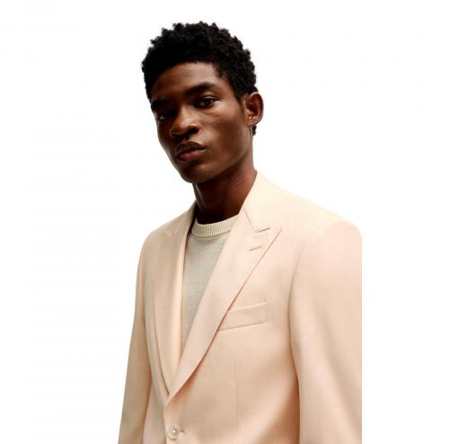 BOSS Giacca Uomo Slim Fit In Satin Di Misto Lana H Hutson Peak 50540709 Colore Arancio Chiaro