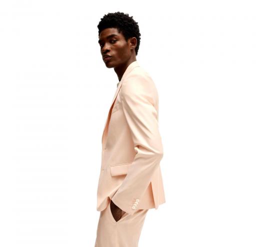 BOSS Giacca Uomo Slim Fit In Satin Di Misto Lana H Hutson Peak 50540709 Colore Arancio Chiaro