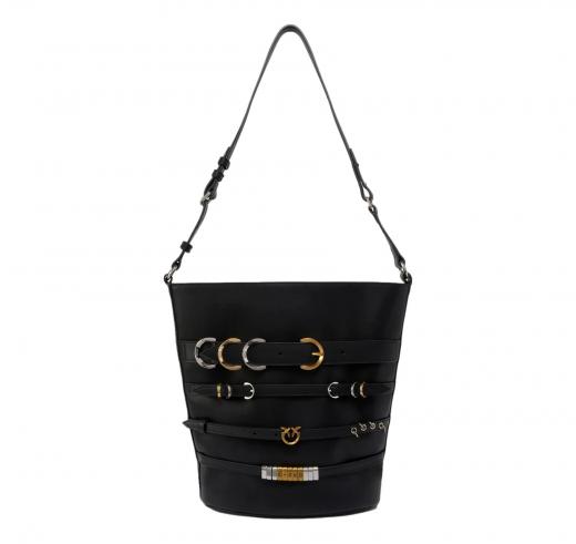 PINKO Borsa Donna Borsa Grande Secchiello In Pelle Con Cinturini 104366 Z99A Colore Nero