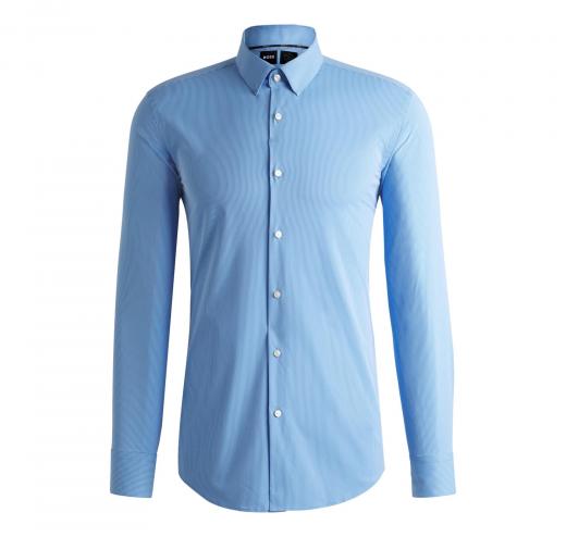 BOSS Camicia Uomo Slim Fit In Tessuto Elasticizzato Ad Alte Prestazioni A Righe P HANK s kent C1 222 50539397 Colore Celeste