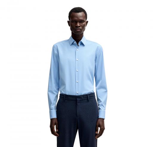 BOSS Camicia Uomo Slim Fit In Tessuto Elasticizzato Ad Alte Prestazioni A Righe P HANK s kent C1 222 50539397 Colore Celeste