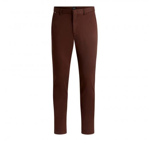 BOSS Pantalone Uomo Chino Slim Fit In Gabardine Di Cotone Elasticizzato Modello Kaito1 50487966 Colore Marrone Scuro