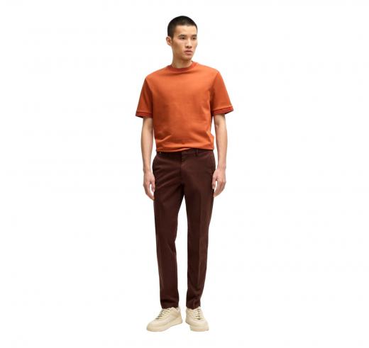 BOSS Pantalone Uomo Chino Slim Fit In Gabardine Di Cotone Elasticizzato Modello Kaito1 50487966 Colore Marrone Scuro