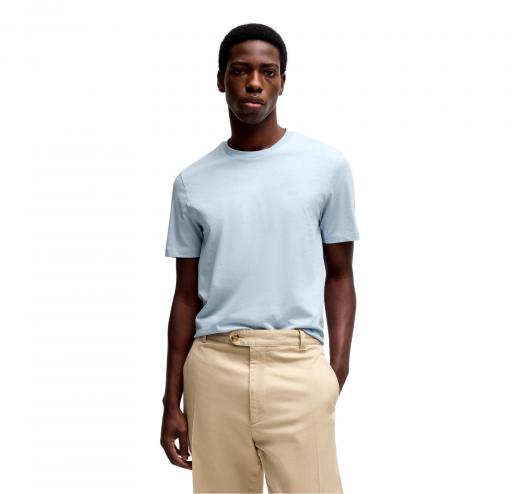 BOSS T-shirt Uomo In Jersey Di Cotone Con Logo Stampato In Gomma Thompson 01 50468347 450 Colore Celeste