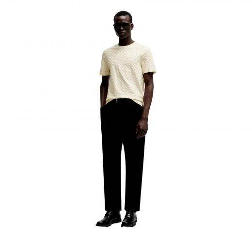 BOSS T-shirt Uomo In Cotone Mercerizzato Con Monogrammi Jacquard  MODELLO H-Thompson 80 - 50537131 131 Colore Beige