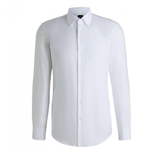 BOSS Camicia Uomo Slim Fit Con Jacquard a Foglia H HANK kent C1 214 50539245 Colore Bianco