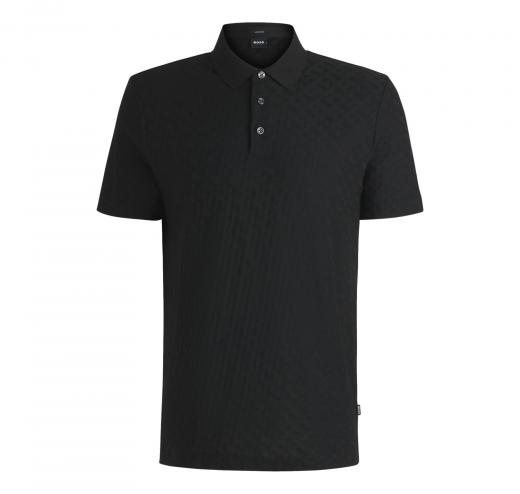 BOSS Polo Uomo In Cotone Con Monogramma Jacquard Tono Su Tono H Pack 80 50537132 Colore Nero