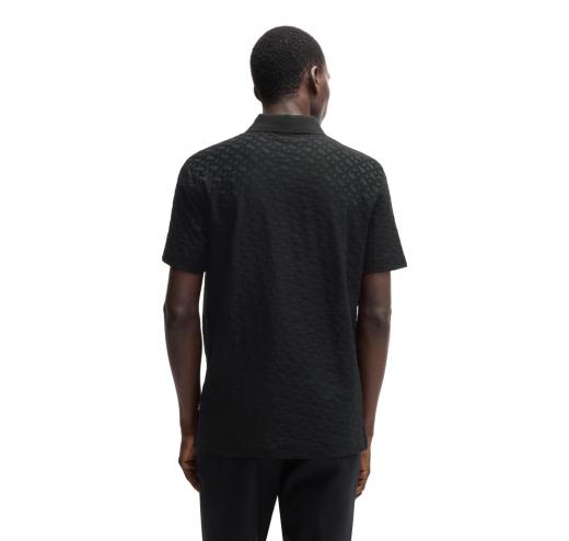 BOSS Polo Uomo In Cotone Con Monogramma Jacquard Tono Su Tono H Pack 80 50537132 Colore Nero