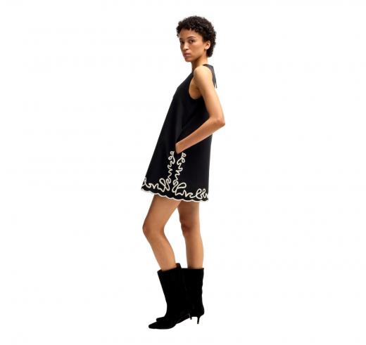 BOSS Vestito Donna In Cotone Con Ricamo A Contrasto Modello C Dembrolai 50540370 Colore Nero