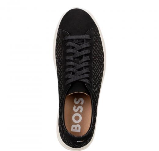 BOSS Sneakers Uomo In Pelle Scamosciata Logata Monogram Kieran Tenn numn 50542092 Colore Nero