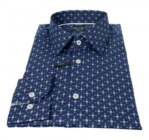 BOSS Camicia Uomo Regular Fit In Popeline Di Cotone Elasticizzato Con Stampa H Joe Kent C1 214 50539178 Colore Blu