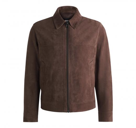 BOSS Giubbotto in Morbida Pelle Scamosciata Modello H-Malbano5  50528014 Colore Marrone