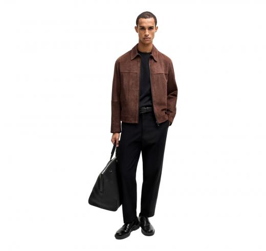 BOSS Giubbotto in Morbida Pelle Scamosciata Modello H-Malbano5  50528014 Colore Marrone
