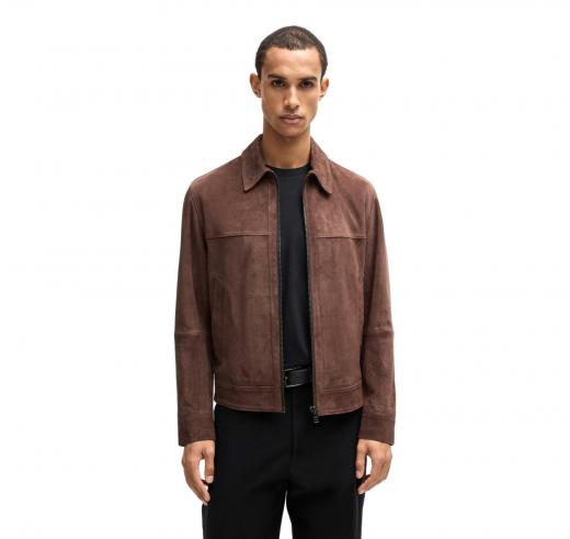 BOSS Giubbotto in Morbida Pelle Scamosciata Modello H-Malbano5  50528014 Colore Marrone