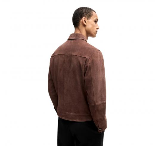 BOSS Giubbotto in Morbida Pelle Scamosciata Modello H-Malbano5  50528014 Colore Marrone