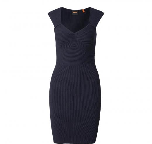 BOSS Vestito Donna In Maglia A Coste C Foberts 50535507 Colore Blu Scuro