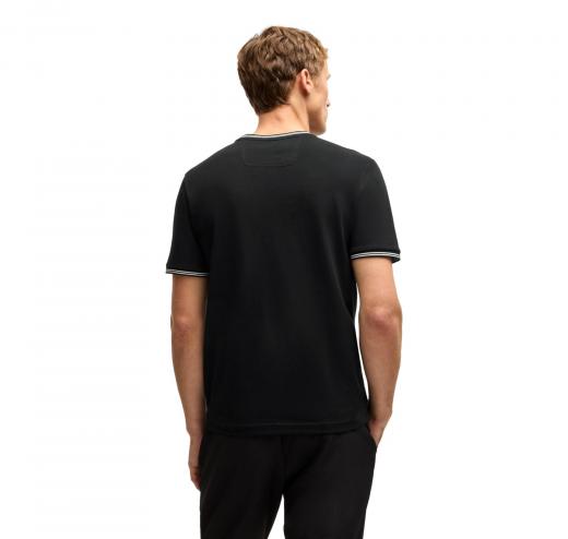 BOSS T Shirt Uomo In Cotone Elasticizzato Con Dettagli a Righe e Logo Taul 50521245 Colore Nero