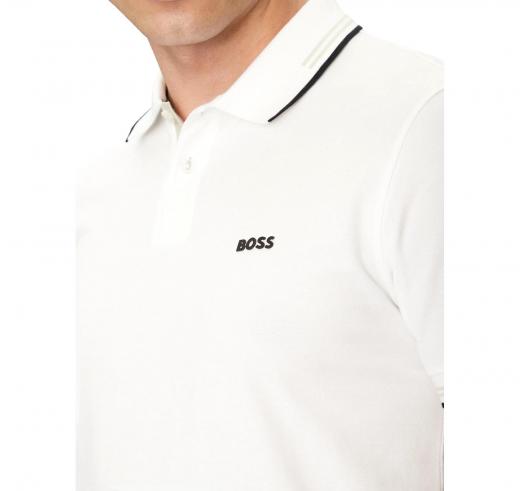 BOSS Polo Uomo In Pique Di Cotone Paul 50506193 Colore Bianco
