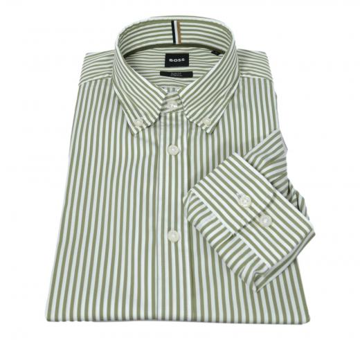 BOSS Camicia Uomo Slim Fit In Cotone A Righe H ROAN BD E C1 243 50520285 Colore Verde