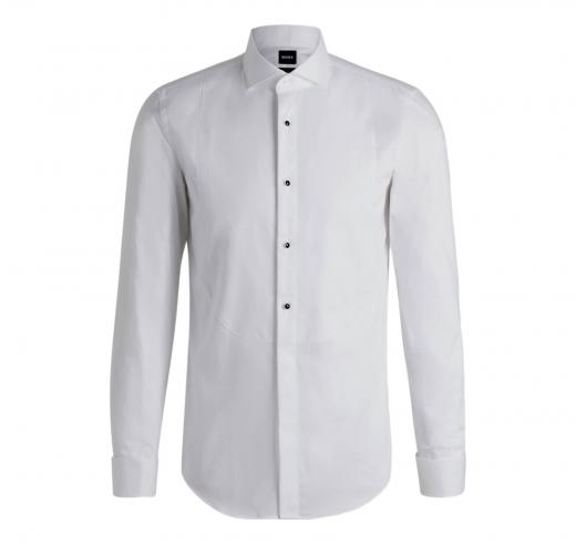 BOSS Camicia Uomo Formale Slim Fit In Popeline Di Cotone Elasticizzato Facile Da Stirare 50480070 Colore Bianco