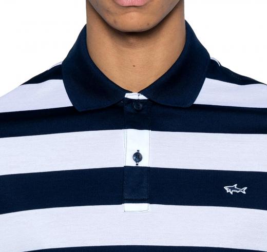 PAUL SHARK Polo Uomo In Cotone Pique Con Badge Iconico C0P1228 139 Colore Blu Bianco