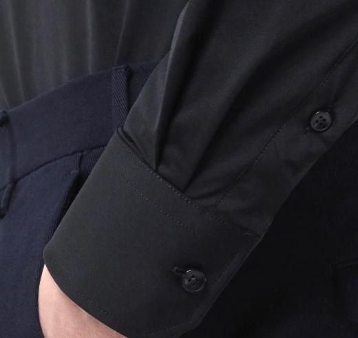 XACUS Camicia Uomo Collo Francese Tinta Unita Twill Nero Tailor Fit Active 11460004 Colore Nero