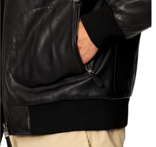 AERONAUTICA MILITARE Bomber in Pelle Con aquila in Metallo PN951 Colore Nero