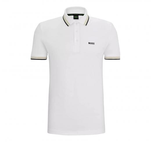BOSS Polo Uomo Con Dettagli e Logo Contrasto Modello 50469055 111 Paddy Colore Bianco