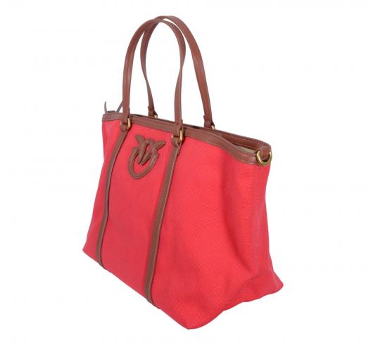 PINKO Borsa Donna Miranda Shopper Classic Canvas E Pelle 104714 RR1Q Colore Rosso