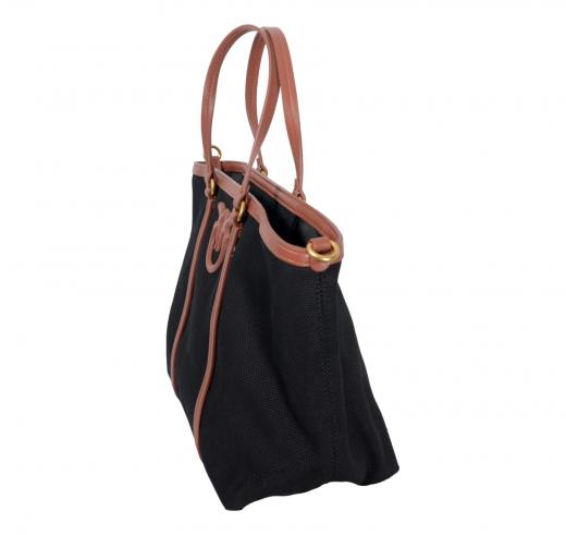 PINKO Borsa Donna Miranda Shopper Classic Canvas e Pelle 104714 ZL2Q Colore Nero