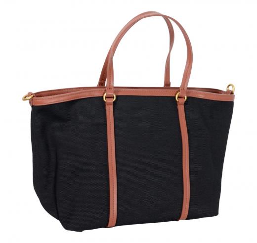 PINKO Borsa Donna Miranda Shopper Classic Canvas e Pelle 104714 ZL2Q Colore Nero