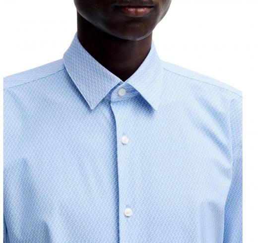 BOSS Camicia Uomo Slim Fit In Jersey Elasticizzato Ad Alte Prestazioni Con Stampa 50539392 Colore Celeste A Motivi