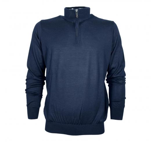 PAUL SHARK Maglione Uomo Mezza Zip In Lana Merino Extra Fine Winter Summer 99311016 Colore Blu 050