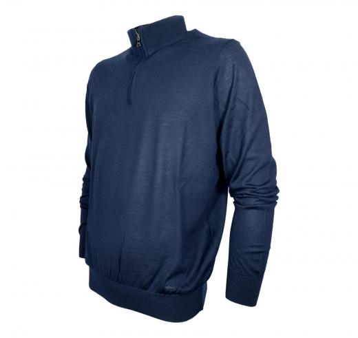 PAUL SHARK Maglione Uomo Mezza Zip In Lana Merino Extra Fine Winter Summer 99311016 Colore Blu 050