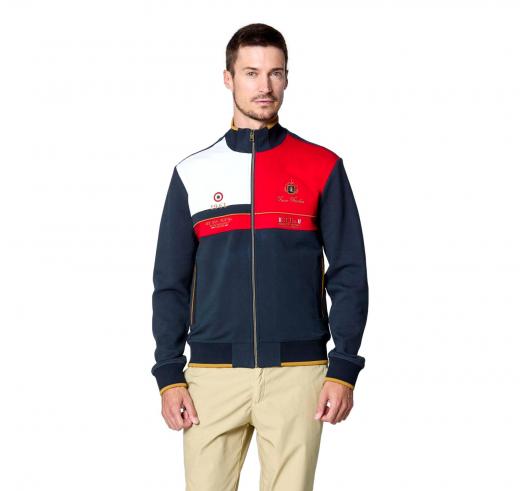 AERONAUTICA MILITARE Felpa Uomo Color Block In Interlock e Pique' FE2011 Colore Blu Multicolor