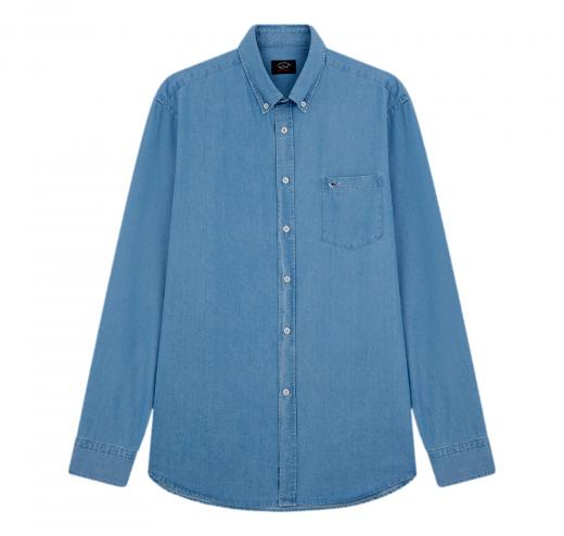 PAUL SHARK Camicia Uomo In Cotone Botton Down 99313004R Colore Blu Denim