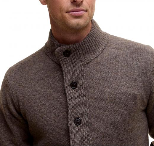 Barbour Maglione Uomo in Lana d’Agnello con Zip e Toppe Dark Stone MKN0731ST52