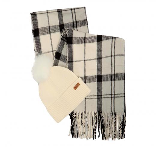 Barbour Set regalo Berretto Dover e Sciarpa Hailes One Size LGS0054GY31 Colori Monochrome Tartan