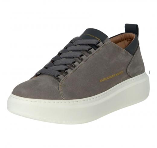 ALEXANDER SMITH Sneakers Uomo In Nabuk Bottalato Dettagli In Pelle Liscia Wembley WYM 2253 APT Colore Grigio