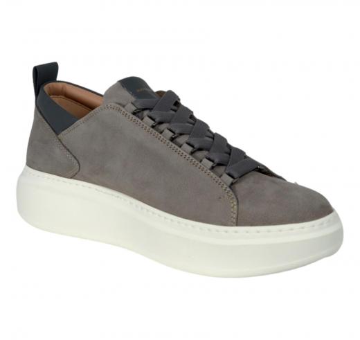 ALEXANDER SMITH Sneakers Uomo In Nabuk Bottalato Dettagli In Pelle Liscia Wembley WYM 2253 APT Colore Grigio