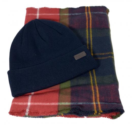 BARBOUR Set Uomo Sciarpa e Cappello Swinton Beanie Galingale MGS0079TN69 Colore Tartan