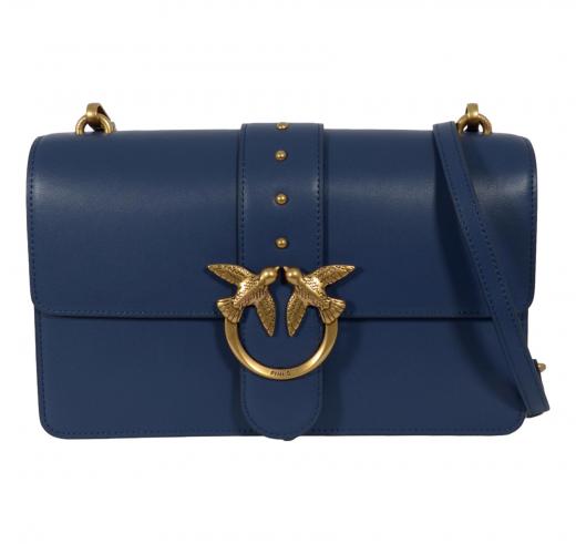 PINKO Borsa Donna Love One Classic St Cl Vitello Seta 105857 Colore Blu Indaco G08Q