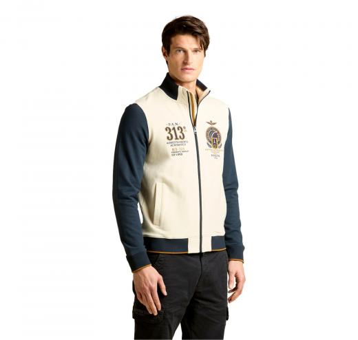 AERONAUTICA MILITARE Felpa Uomo Full Zip Ricamata Con Frecce Tricolori FE2062UF00662 Colore Bianco Blu