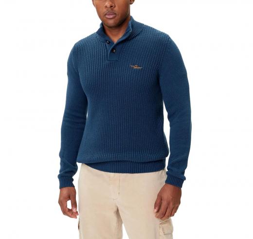 AERONAUTICA MILITARE Maglia Uomo Collo Alto Con Bottoni In Cotone MA1572UL00409 Colore Blu